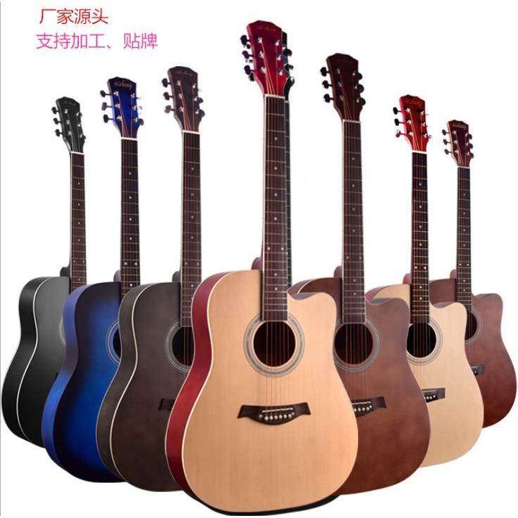 单板吉他41寸玫瑰木云杉面单吉他民谣缺角亚光木吉