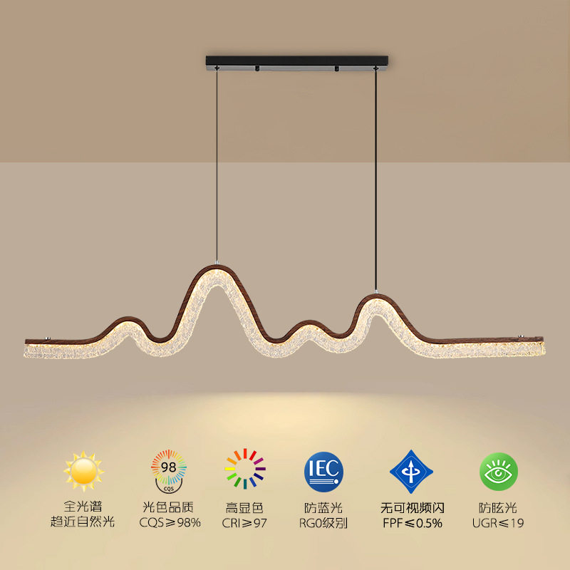 意式轻奢冰山餐厅吊灯设计师饭桌吧台中古铂晶树脂长条一字线条灯