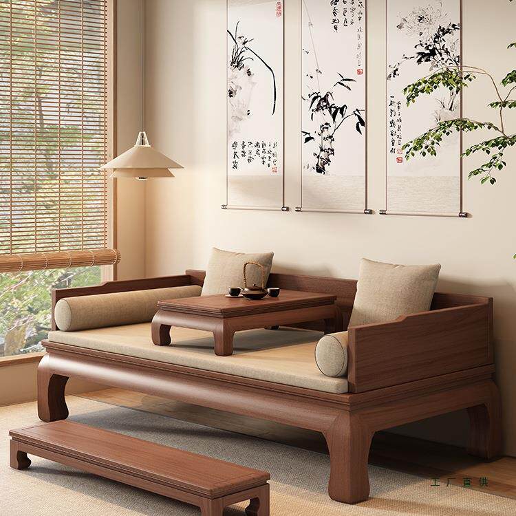 新中式罗汉床实木现代沙发床榻客厅家具小户型仿古罗汉榻菠萝格木