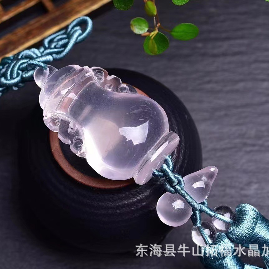 天然莫桑粉水晶平安瓶车包挂饰