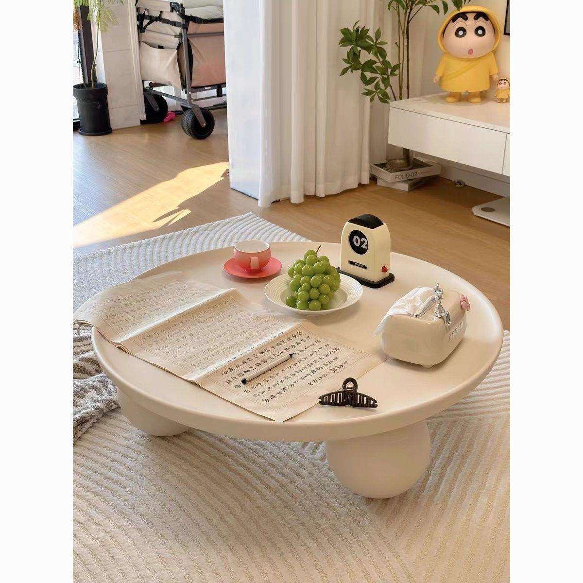 圆形奶油风茶几客厅家用创意2023新款北欧简约现代小户型沙发圆桌