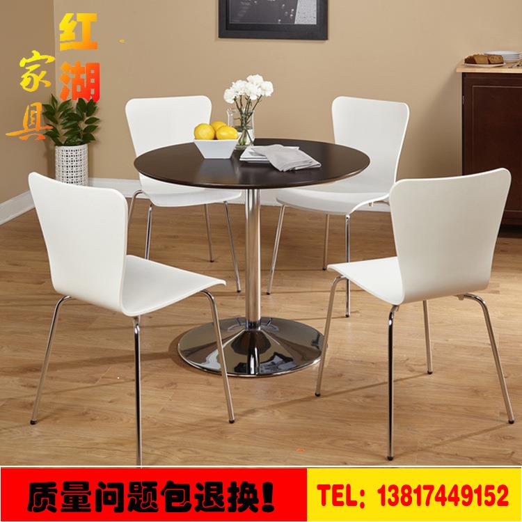 简约烤漆黑白洽谈桌会客桌组合圆桌商务接待桌茶几休闲桌茶水桌