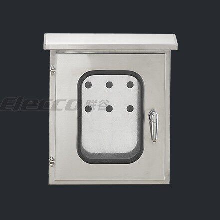 联谷不锈钢内外门箱300*400*250mm/双层门电控箱/IP55室外防水箱