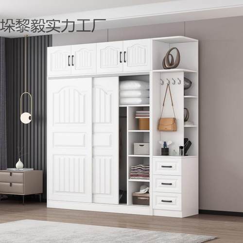 3276人收藏实木欧式推拉门衣柜家用卧室移门收纳柜简易经济实木