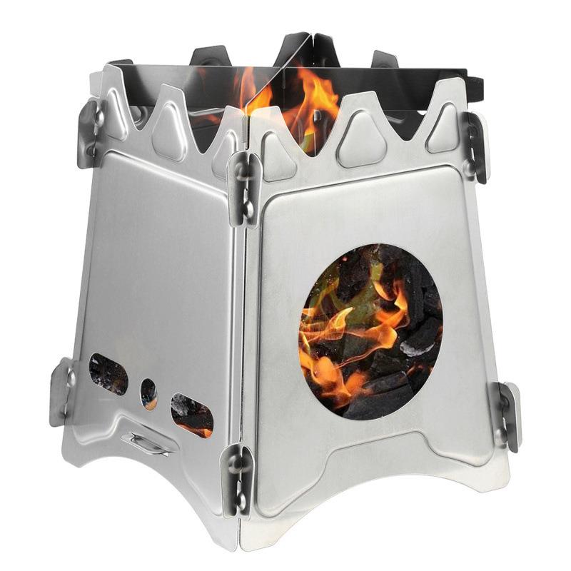 户外不锈钢柴火炉便携式野营炉折叠防风炉灶取暖炉烧烤套装