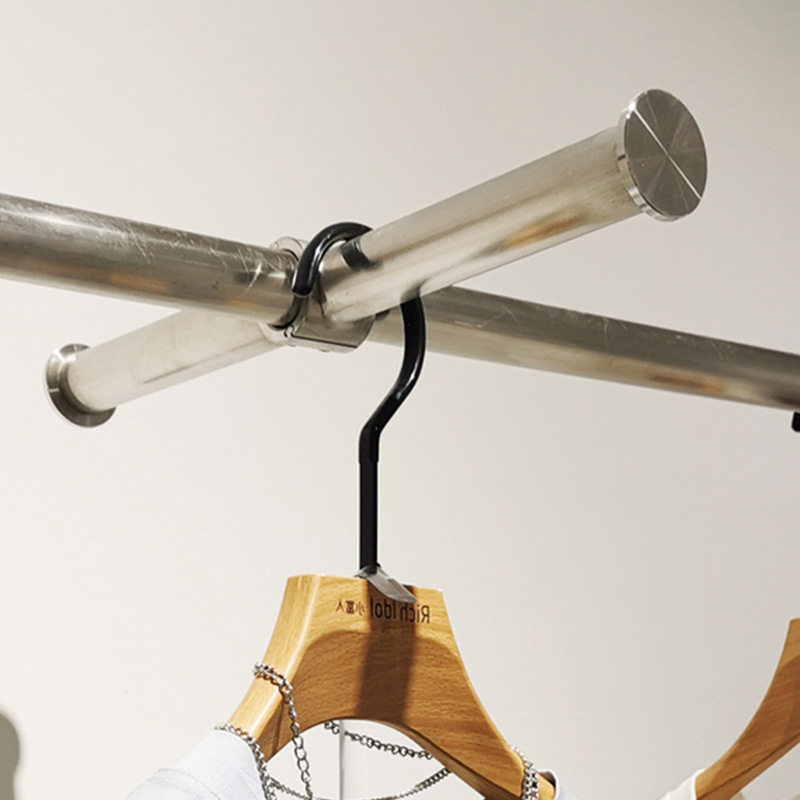 服装店专用正挂配件可移动不锈钢圆管卡扣挂钩活动衣服展示架点挂