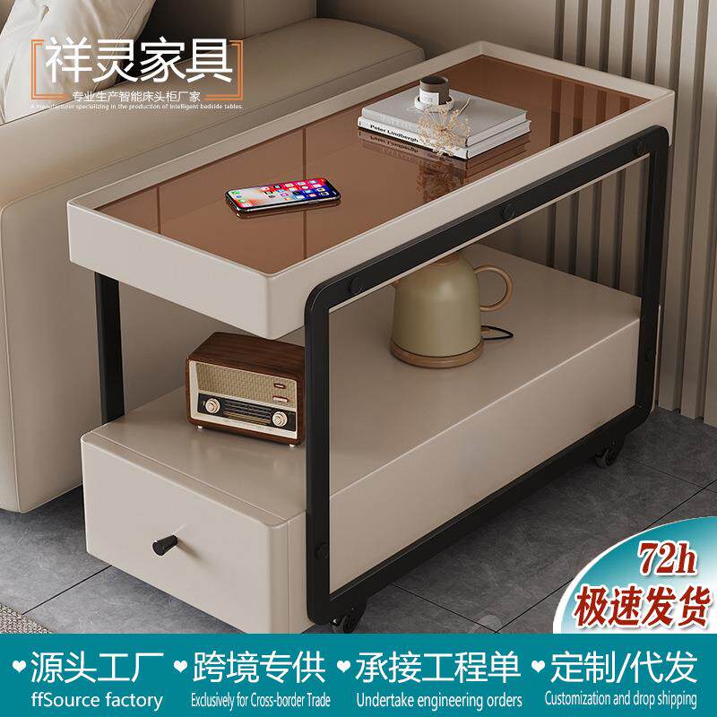 轻奢高级感沙发边柜意式极简边几客厅现代可移动多功能推车侧边柜