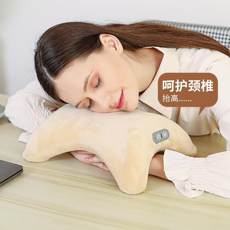 学生办公室午睡趴趴枕震动按摩热敷午休护腰靠枕充电家用便携抱枕