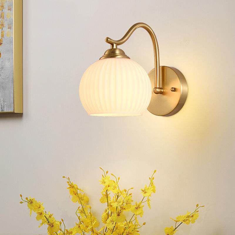 壁灯卧室床头灯美式全铜客厅楼梯法式高级复古奶油风主卧高端墙灯