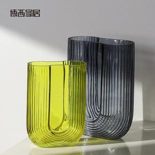 博西家居创意不规则扁缸花瓶透明水培插花客厅餐桌样板间工艺摆件