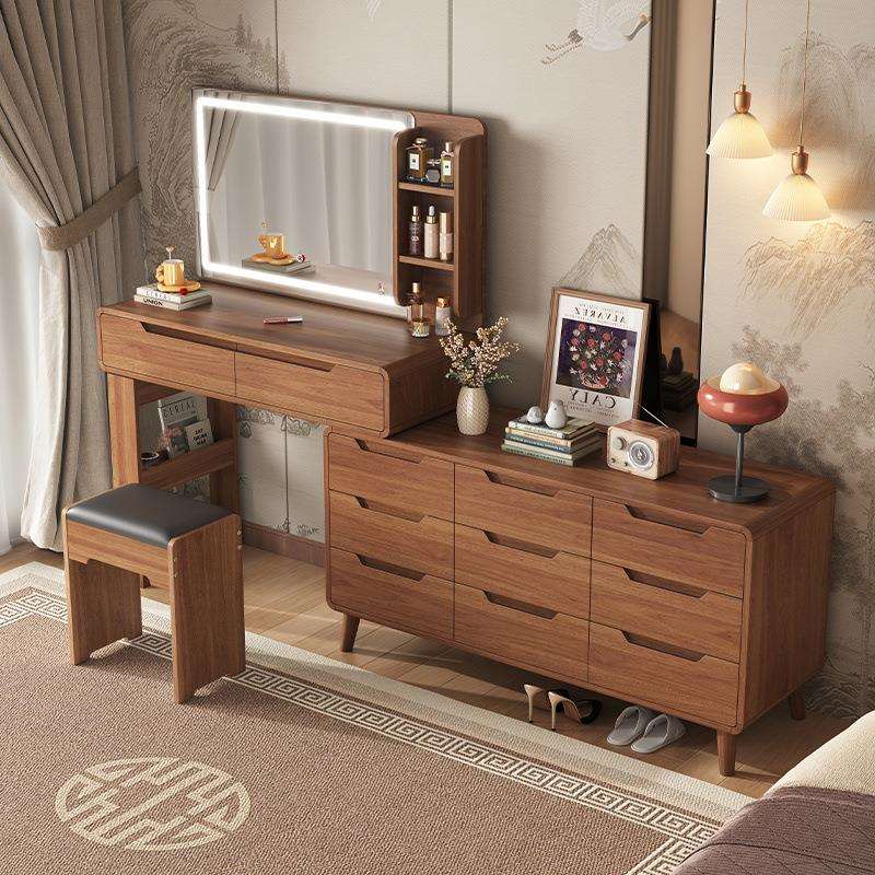 新中式梳妆台2025新款主卧室高档次现代简约实木色化妆桌斗柜一体