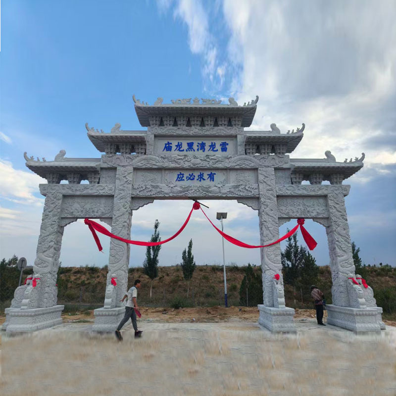 石雕牌坊花岗岩石牌楼汉白玉牌坊乡村公园广场庙宇石牌坊雕塑摆件
