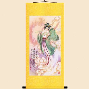 云中君仙女图 神话故事云神 中式复古仕女美女卷轴挂画丝绸画定制