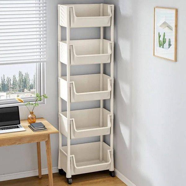 书架落地儿童家用简易储物柜多层带轮窄缝小书柜靠墙边收纳置物架,收纳整理,书桌收纳置物架,淘宝优惠券,粉丝福利购,淘宝优惠卷