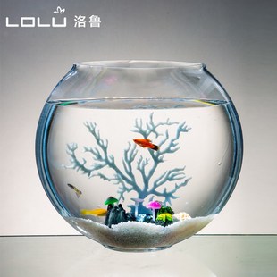 玻璃鱼缸圆形大号加厚扁圆形中号玻璃花瓶水族箱桌面玻璃花瓶简约