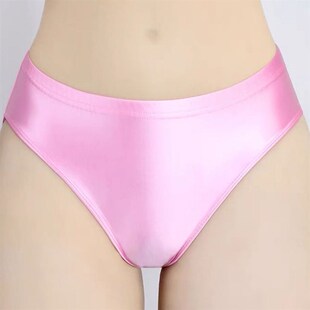 新款油光弹力紧身丝滑光泽男女运动游泳内裤内外穿低W腰三角裤简