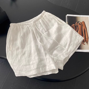 胖mm特大码300斤亚麻薄款短裤女夏季新款宽松高腰显瘦休闲阔腿裤