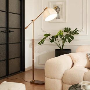 中古落地灯南洋风复古原木日w式客厅卧室高级感氛围感美式立式台