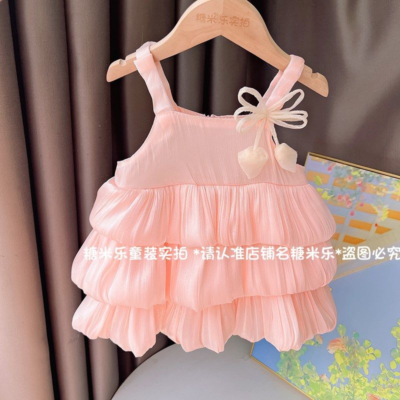 2024连衣裙女童夏季新款蓬蓬裙公主洋气蛋糕裙女宝宝夏装吊带礼服