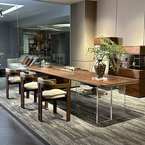 新中式禅意实木茶桌椅组合轻奢别墅豪宅大平层茶台泡茶桌商务家具