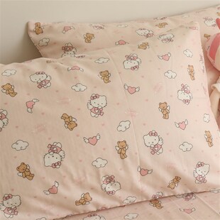 粉色小猫咪双层纱布可爱儿童枕套一对装单J个枕头套全棉纯棉30x50