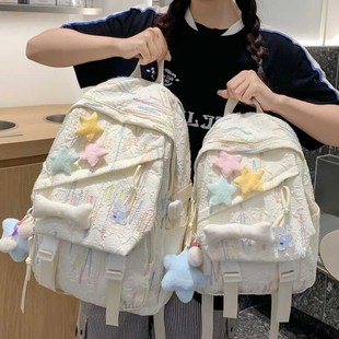 高颜值书包女初中生轻便小背包大学生小众设计女生出游小型双肩包