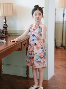 80226女童旗袍洋装新中式古风2025夏季新款汉服裙文艺儿童裙子