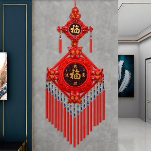 民族风桃木中国结挂件客厅大号高档福字装饰乔迁玄关新年过年挂饰