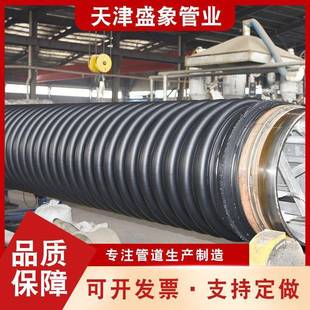 热缠绕结构壁B型管黑色大口径排污管pe克拉管生产厂家缠绕波纹管