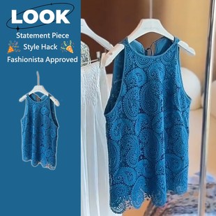 叠穿上衣 外搭X无袖 怒推外贸单品质法式 复古镂空吊带背心女夏季