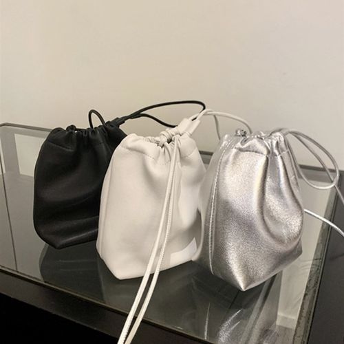 2024新款抽绳水桶包包女手机包女迷你时K尚休闲百搭单肩斜挎小包