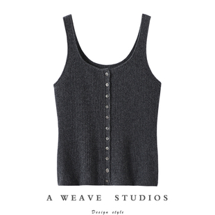 通勤神器真心显瘦圆r领山羊绒吊带女纯羊绒开衫 毛衣背心打底衫