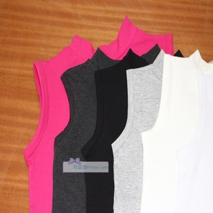 宝宝半截纯棉短款 儿童高领打底衫 T恤 男y童女童无袖 背 2020秋冬款