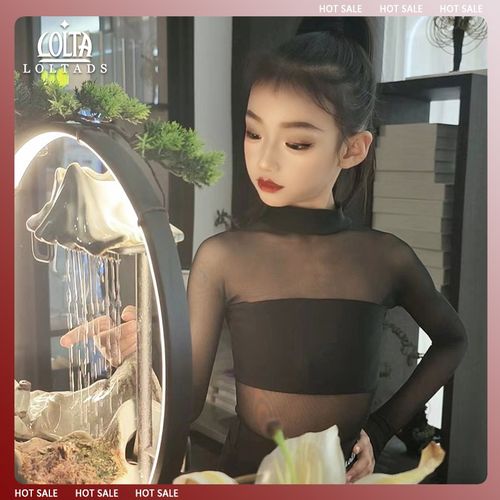 洛利塔夏儿童练功表演训练服少儿网红女童网纱拉丁演出舞蹈练习