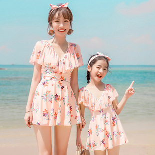 女O宝公主连体裙式 显瘦泳装 游泳 洋气韩国修身 母女亲子泳衣20新款