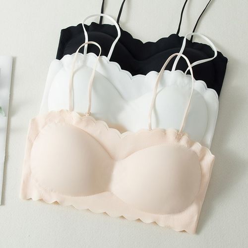 冰丝无痕内衣聚拢加厚小胸显大防走光美背吊带背心抹Z胸打底夏季