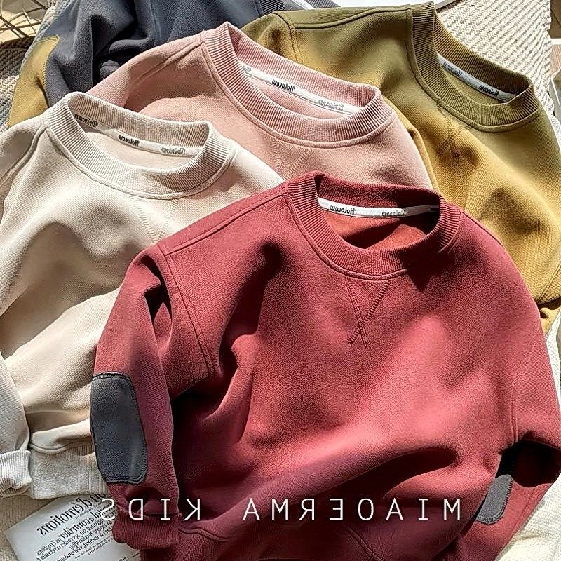 春秋新款中小童休k闲时尚卫儿童纯色卫衣2024衣男女童外穿百搭上