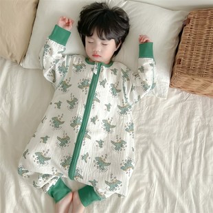 儿童夏款 通用 前四后二纱o布睡袋防踢被宝宝纯棉连体睡衣宝宝四季