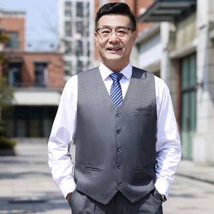 休O闲马夹爸爸爷爷款 男春秋季 背 马甲宽松坎肩中年男士 中老年西装