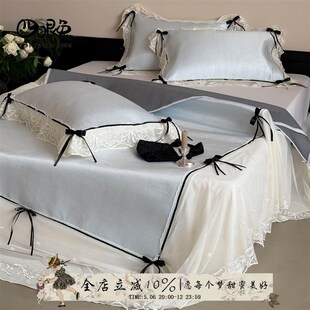 春闺夏至a法式 冰丝凉席三件套空调床裙软席凉感席 少女公主夏季