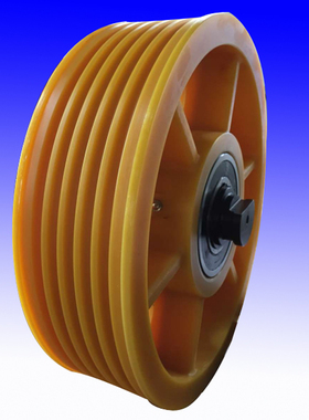 蒂森电梯帝森导向轮尼龙轮对重轮子轿顶反返绳轮房铸铁虏努伯