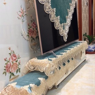 电视柜遮丑盖布遮挡杂物装饰帘柜子防尘盖巾高档布艺蕾丝遮挡帘罩