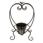 光面铁艺桶盆架子爱心形小鸟装 饰架桶架桌面盆桶立架