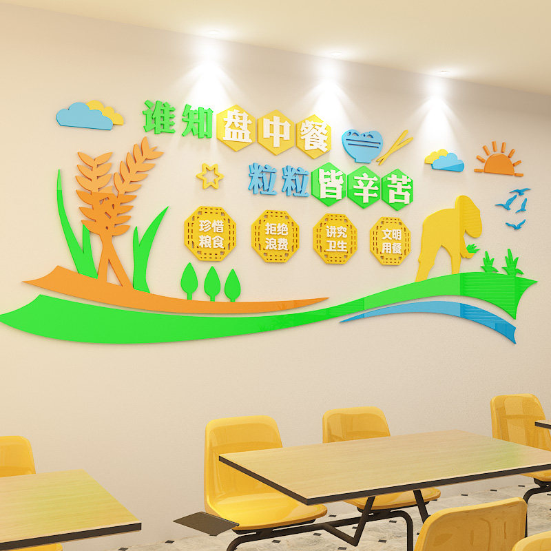 食堂布置墙学校公司企业幼儿园班级教室壁纸饭店酒店饰
