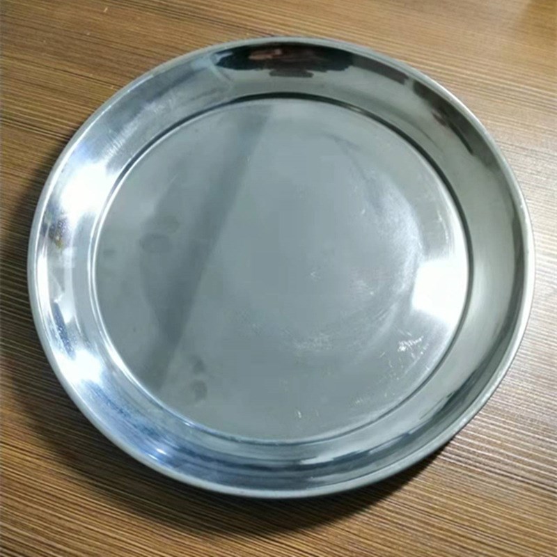 加厚不锈钢圆形托盘茶水盆浅托盘餐具盘端菜盘酒水盘【量多优惠】