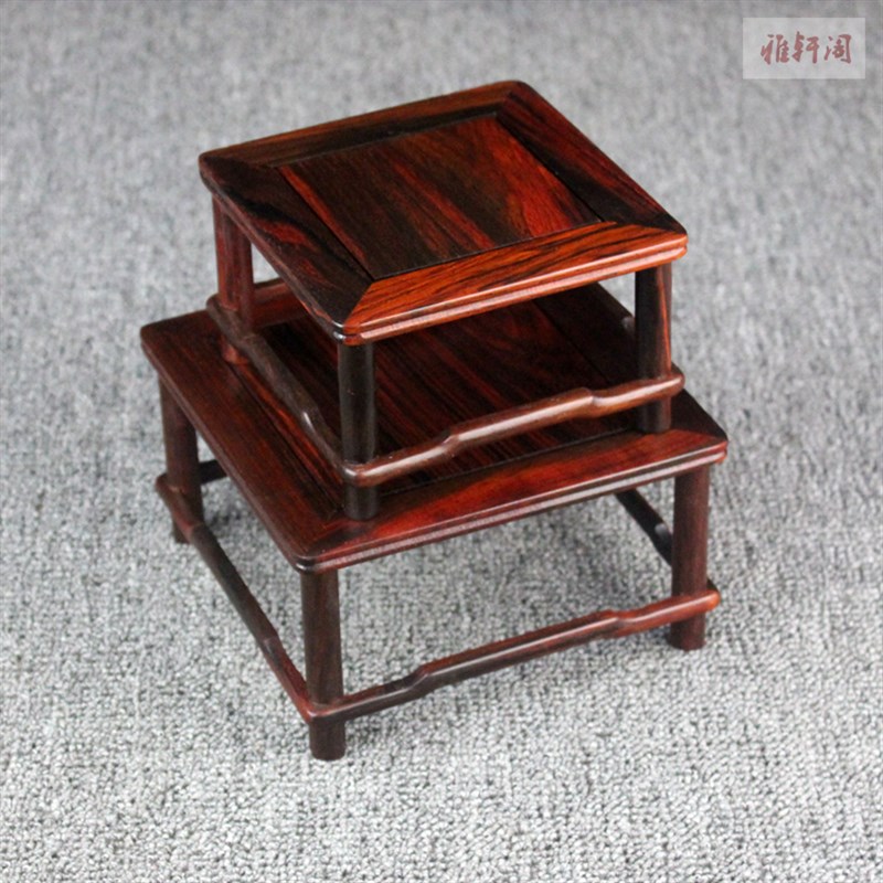 大红酸枝木工艺品底座 花瓶盆景花盆实木桌面小花架 明式底座