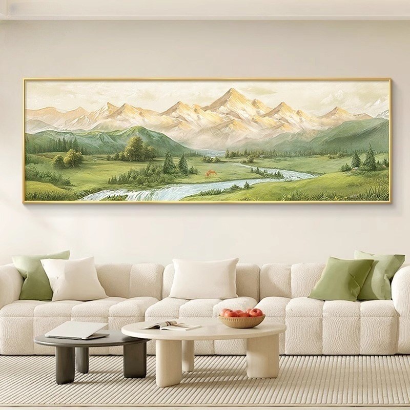 聚宝盆山水风景客厅挂画22新款沙发背景墙装饰画大芬油画村壁画