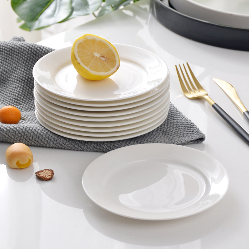 白色碟子个 平盘5寸碟子家用大号调味碟子骨瓷咸菜小碟子