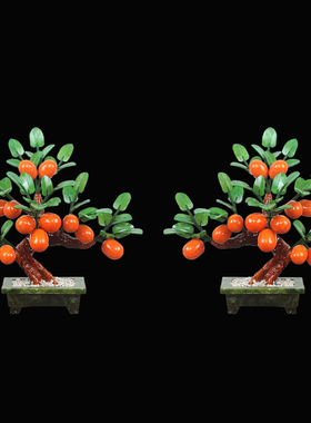 天然玉石金桔子橘子树摆件盆景装饰品植物室内客厅玄关电视柜盆栽