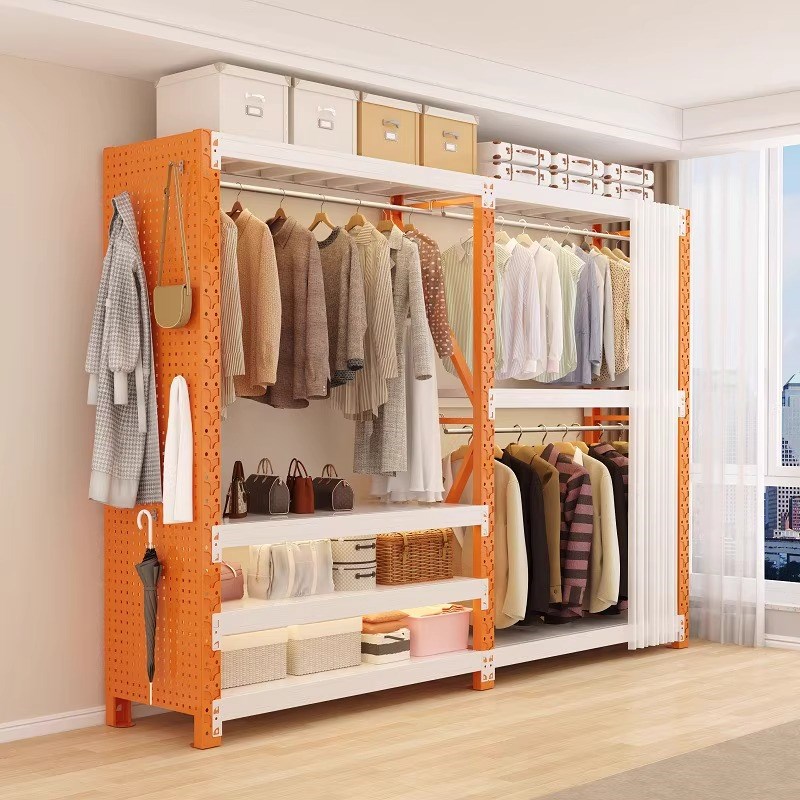 货架衣柜简易组装卧室房间衣帽间收纳架子落地开放步入式角钢衣架